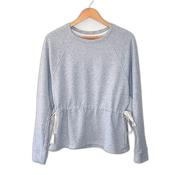 ATHLETA Gray Long Sleeve Crew Neck Sweatshirt size M Draw Waist Pullover Active - Picture 2 of 13